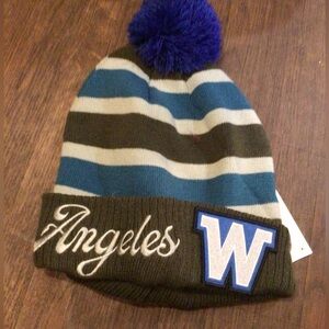 NEW! Wyeth Los Angeles Striped Beanie with Pom Pom